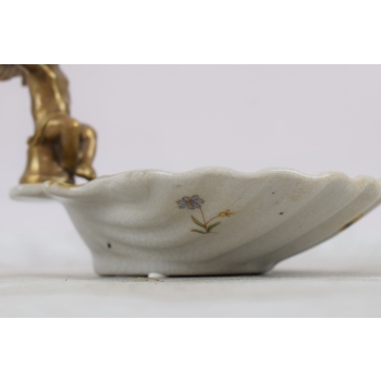 Porcelanowa Mini Patera - Mydelniczka - Porcelana + Figura z Brązu Amor