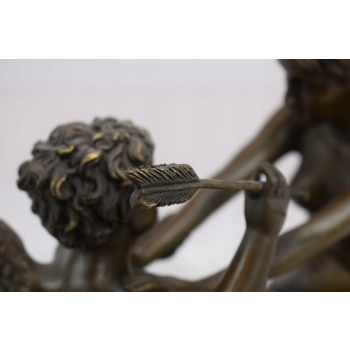 Nimfa I Amor Ze Strzałą - Naga Kobieta - Figura Rzeźba z Brązu - Dekoracja
