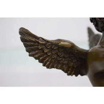 Nimfa I Amor Ze Strzałą - Naga Kobieta - Figura Rzeźba z Brązu - Dekoracja