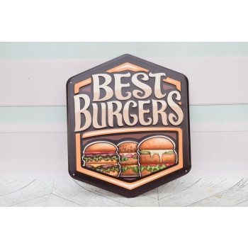 Blaszany Szyld - Best Burgers - Najlepsze Burgery - Ozdoba Do Restauracji