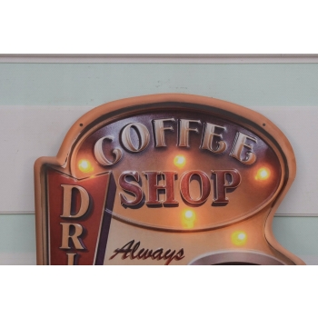 Blaszany Szyld - Coffee Shop - Retro Neon - Reklama Do Kawiarni Ozdoba