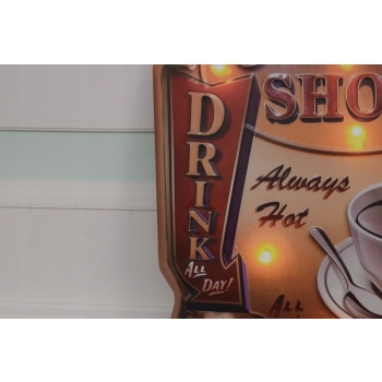 Blaszany Szyld - Coffee Shop - Retro Neon - Reklama Do Kawiarni Ozdoba