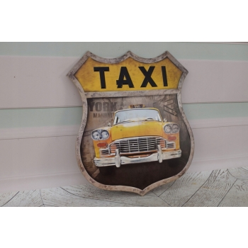 Blaszany Szyld - Żółte Taxi - Metalowa Zawieszka Na Ścianę Auto - Ozdoba