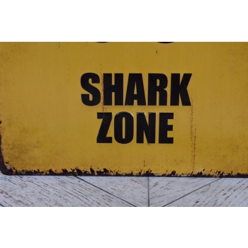 Blaszany Szyld - Shark Zone - Uwaga Rekiny - Ostrzeżenie Tabliczka