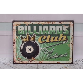 Blaszany Szyld - Billard Club - Klub Bilard - Tabliczka Do Baru Pubu Ozdoba