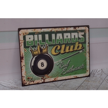 Blaszany Szyld - Billard Club - Klub Bilard - Tabliczka Do Baru Pubu Ozdoba