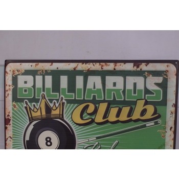 Blaszany Szyld - Billard Club - Klub Bilard - Tabliczka Do Baru Pubu Ozdoba