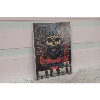 Blaszany Szyld - Tatto Miami - Zawieszka Reklama Do Salonu Tatuażu - Ozdoba