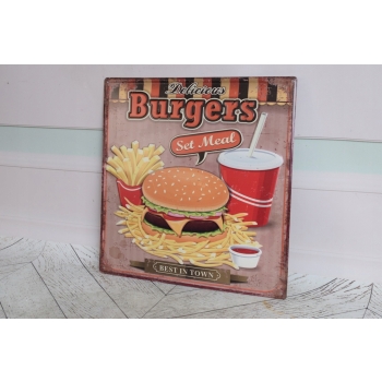 Blaszany Szyld - Burgers - Reklama Do Restauracji Baru Zawieszka Tabliczka