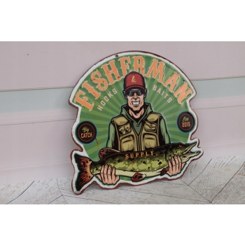 Blaszany Szyld - Fishing Fisherman Wędkarz Rybak Prezent dla Wędkarza Ryba