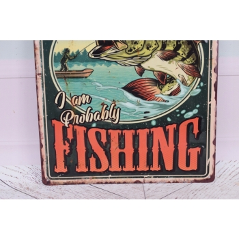 Blaszany Szyld - Fishing - Wędkarz Rybak Prezent dla Wędkarza Ryba - Ozdoba