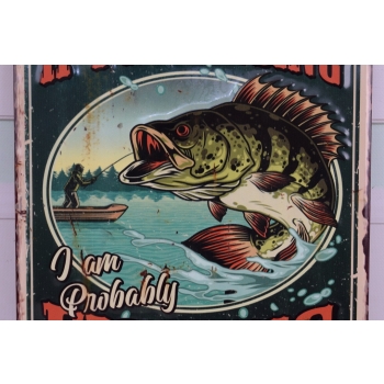 Blaszany Szyld - Fishing - Wędkarz Rybak Prezent dla Wędkarza Ryba - Ozdoba