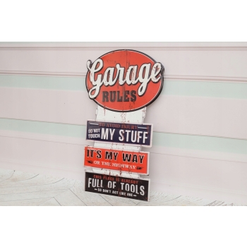 Blaszany Szyld - Garage Rules - Zasady w Garażu Prezent Dla Mechanika Taty