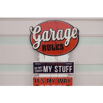 Blaszany Szyld - Garage Rules - Zasady w Garażu Prezent Dla Mechanika Taty
