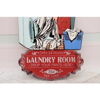 Blaszany Szyld - Laundry Room - Pralnia Otwarta 24 - Reklama Tablica Ozdoba