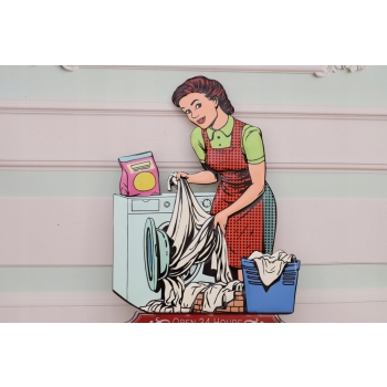 Blaszany Szyld - Laundry Room - Pralnia Otwarta 24 - Reklama Tablica Ozdoba