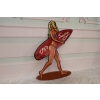 Blaszany Szyld - Kobieta w Bikini - Surfing Retro - Dekoracja Plaża Ozdoba