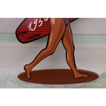 Blaszany Szyld - Kobieta w Bikini - Surfing Retro - Dekoracja Plaża Ozdoba