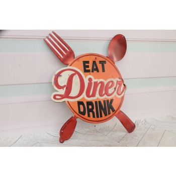 Blaszany Szyld - Eat Dinner Drink - Jedzenie - Reklama Plakat - Restauracja