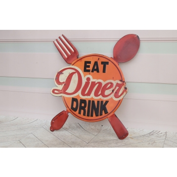 Blaszany Szyld - Eat Dinner Drink - Jedzenie - Reklama Plakat - Restauracja