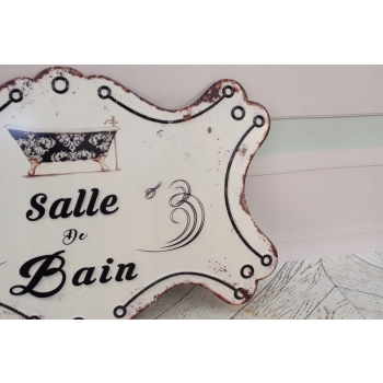 Blaszany Szyld - Salle De Bain - Znak Tabliczka Łazienka - Dekoracja Ozdoba
