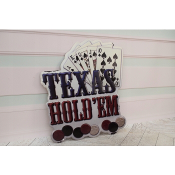 Blaszany Szyld - Texas Hold'em - Poker Karty Kasyno - Dekoracja Ozdoba