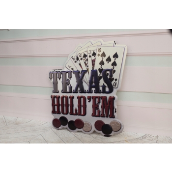 Blaszany Szyld - Texas Hold'em - Poker Karty Kasyno - Dekoracja Ozdoba