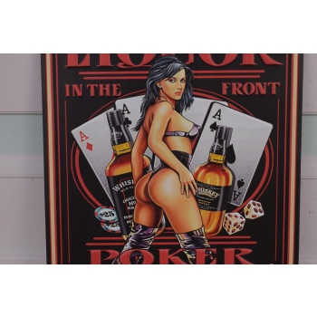 Blaszany Szyld - Poker - Kobieta Whisky - Karty Kasyno - Ozdoba Dekoracja