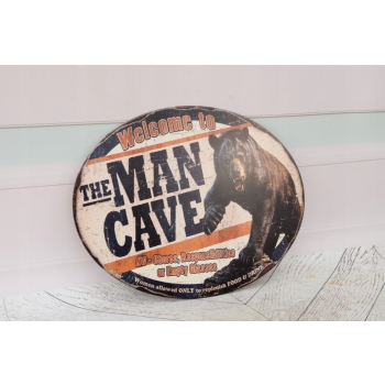 Blaszany Szyld - Man Cave - Niedźwiedź - Prezent Dla Chłopaka - OZdoba
