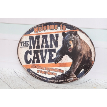 Blaszany Szyld - Man Cave - Niedźwiedź - Prezent Dla Chłopaka - OZdoba