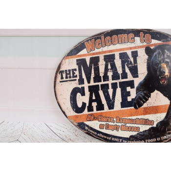 Blaszany Szyld - Man Cave - Niedźwiedź - Prezent Dla Chłopaka - OZdoba