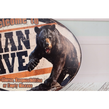 Blaszany Szyld - Man Cave - Niedźwiedź - Prezent Dla Chłopaka - OZdoba