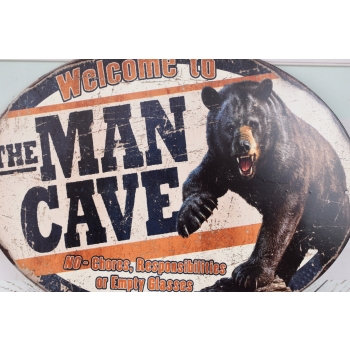 Blaszany Szyld - Man Cave - Niedźwiedź - Prezent Dla Chłopaka - OZdoba