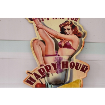 Blaszany Szyld - Happy Hour - Kobieta Drink - Bar Pub - Dekoracja Ozdoba