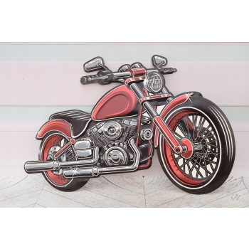 Blaszany Szyld - Chopper - Czerwony Motor Motocykl - Harley Prezent Ozdoba