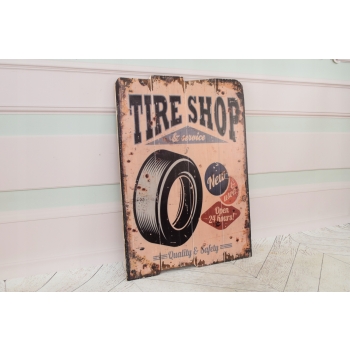 Blaszany Szyld - Tire Shop - Wulkanizacja 24 H - Reklama - Dekoracja Ozdoba