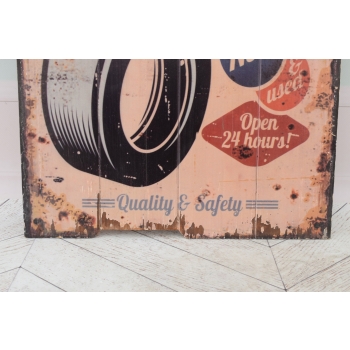 Blaszany Szyld - Tire Shop - Wulkanizacja 24 H - Reklama - Dekoracja Ozdoba