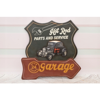 Drewniany Szyld - Hot Rod - Garage 24 H - Garaż Mechanik - Tabliczka Ozdoba