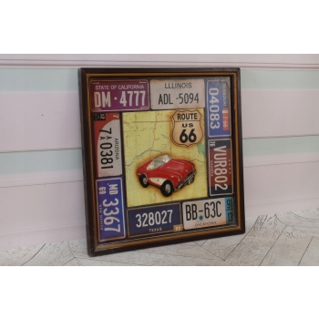 Drewniany Szyld - Route 66 - Tablica Rejestracyjna Stany USA - Obraz Plakat