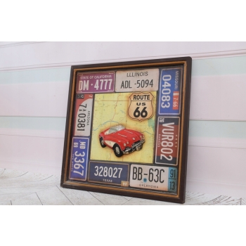 Drewniany Szyld - Route 66 - Tablica Rejestracyjna Stany USA - Obraz Plakat
