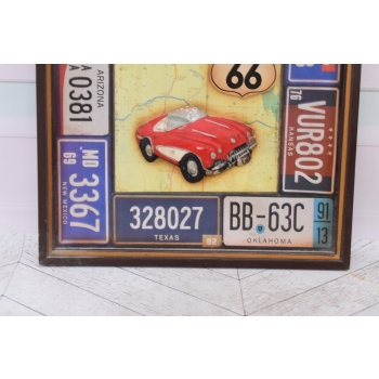 Drewniany Szyld - Route 66 - Tablica Rejestracyjna Stany USA - Obraz Plakat