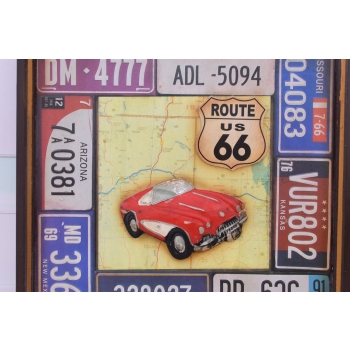 Drewniany Szyld - Route 66 - Tablica Rejestracyjna Stany USA - Obraz Plakat