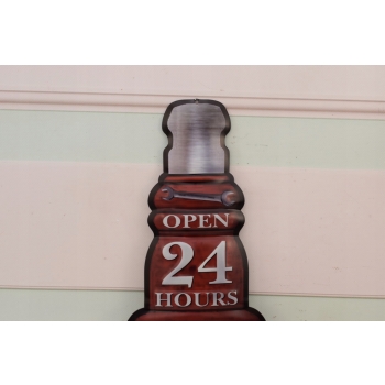 Blaszany Szyld - Garage 24 h - Reklama Garaż Mechanik - Ozdoba Dekoracja