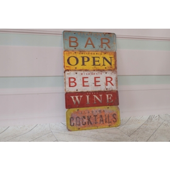 Blaszany Szyld - Open Bar - Piwo Wino Koktajle Drinki - Reklama Restauracja