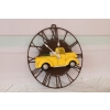 Metalowy Zegar Ścienny - Żółte Auto Jeep - Zegarek Retro - Dekoracja Ozdoba