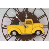 Metalowy Zegar Ścienny - Żółte Auto Jeep - Zegarek Retro - Dekoracja Ozdoba