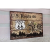 Drewniany Szyld - Route 66 US - Motor Motocykl - Ozdoba Prezent Zawieszka