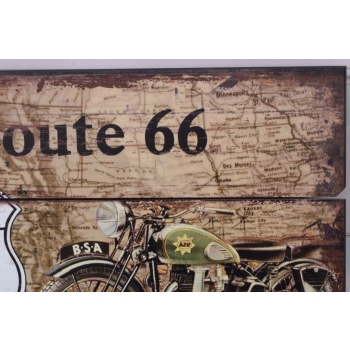 Drewniany Szyld - Route 66 US - Motor Motocykl - Ozdoba Prezent Zawieszka