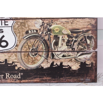 Drewniany Szyld - Route 66 US - Motor Motocykl - Ozdoba Prezent Zawieszka