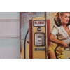 Drewniany Szyld - Route 66 US - Kobieta - Stacja Paliw - Motor Motocykl